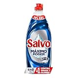Salvo Máximo Poder Power Clean Lavatrastes Líquido, Jabón Líquido para Trastes, #1 Contra Grasa y Olores*, 640mL, Rinde...