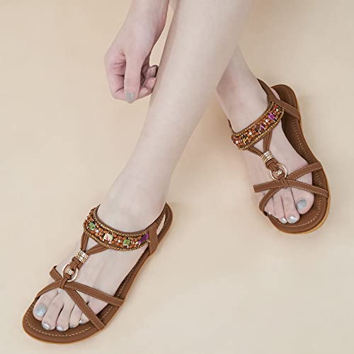 Chaussures d'été confortables et sandales plates de marche marron