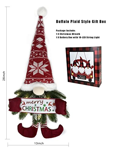 Vehcarc Christmas Wreaths For Front Door, 24 Inches Hanging Santa Claus Sign, Decoration With Gift Box, Lighted Christmas Wreath Home Office Coffee Bar Wall Décor Merry Christmas Sign Indoor Outdoor #TOP1