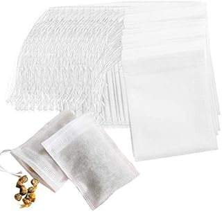 100PCS Tea Filter Bags Disposable Tea Infusers Bag with Drawstring Unbleached Empty Tea Bags 2.75x3.54inches