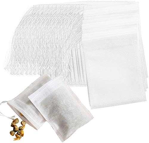 100PCS Tea Filter Bags Disposable Tea Infusers Bag with Drawstring Unbleached Empty Tea Bags 2.75x3.54inches