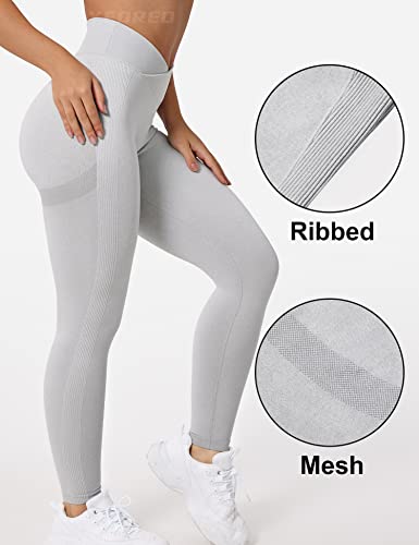 Yeoreo Professional Crossover Workout Leggings For Women V Cross Waist Tie Dye Seamless Leggings Scrunch Butt Gym Yoga Pants Light Grey M #TOP29