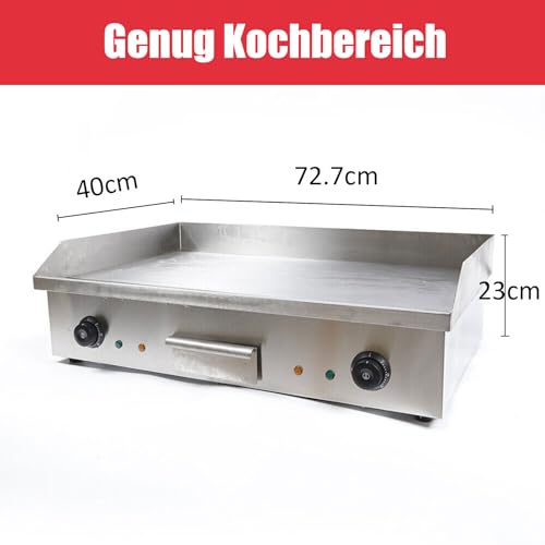 220V 4400W Elektro Grillplatte 50-300 ℃ Elektrogrill Edelstahl-Kochplatte Mit Anti-Splash Fettsammelschale Gastronomie Tischgrill Bräter Griddleplatte Griddle Für Zuhause und draußen BBQ – Bild 3