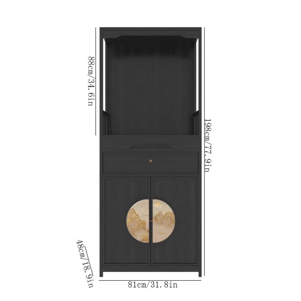 Mesa de altar para meditación Riqueza de estilo chino moderno que ofrece mesa madera para la oración | Gabinete de santuario de Buda de doble puerta(Bruin)