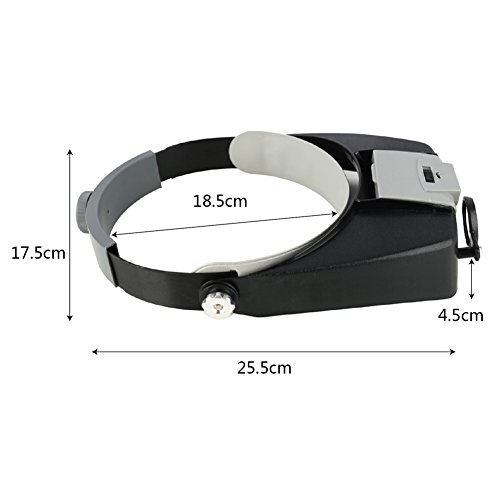 Beileshi Head Magnifier LED Illuminated Multi-Power Helmet Magnifying 1.5X 3X 8.5X 10x Magnifying Tools for Watch Repair, Arts & Crafts or As General Reading Aid - Thumbnail 7
