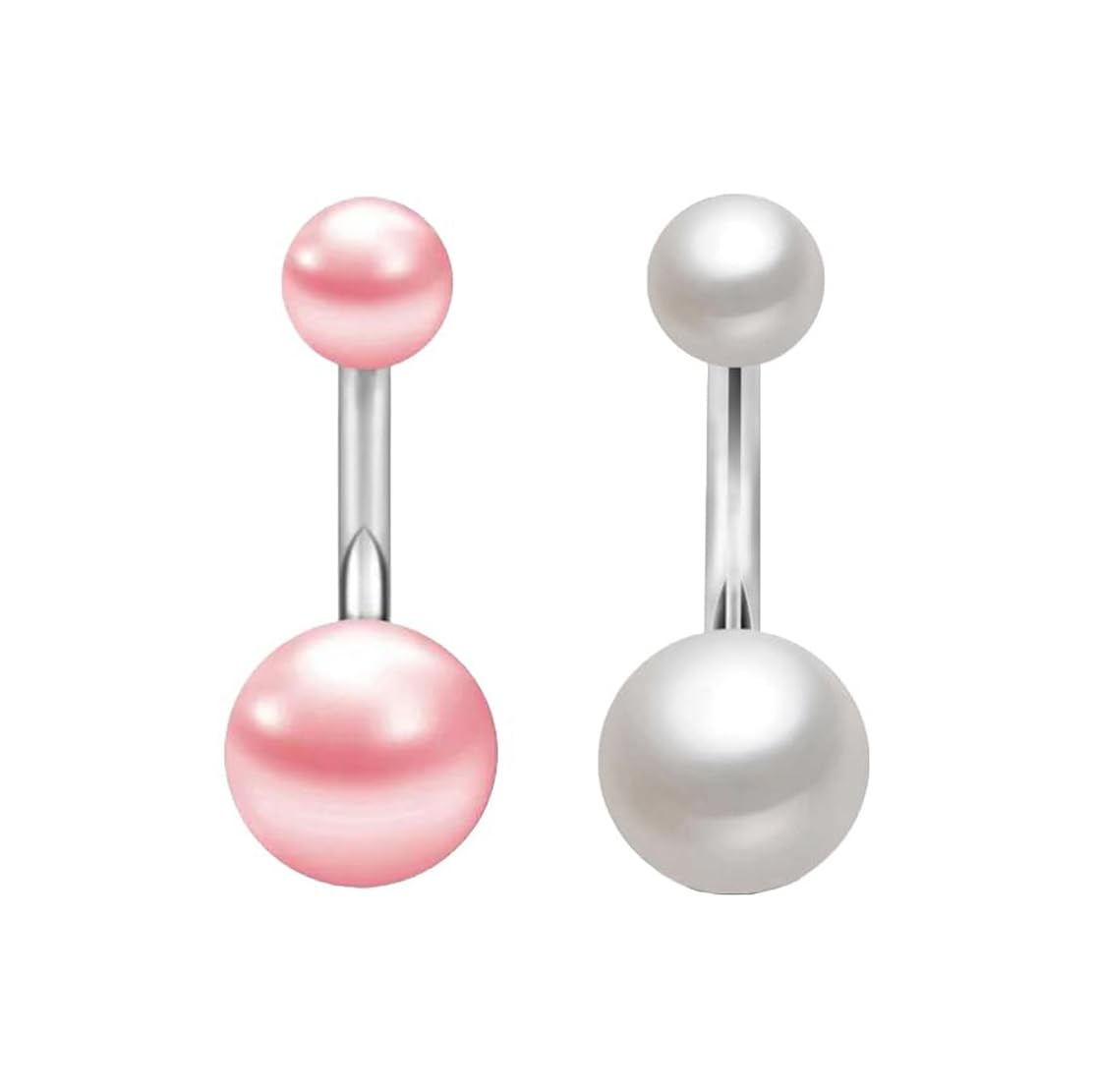 Womens Navel Belly Button Piercing White & Pink Navel Ring: Pack of 2 (gio/jwl35)-image-9