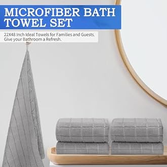 HOMERHYME Microfiber Bath Towels 2 Pack (22'' x 48'') - Lightweight Quick Dry Microfiber Fingertip Hand Towels, Soft Absorbent Gym Towels for Yoga, Salon, Camping, Hotel, Bathroom, Spa, Travel & Dog