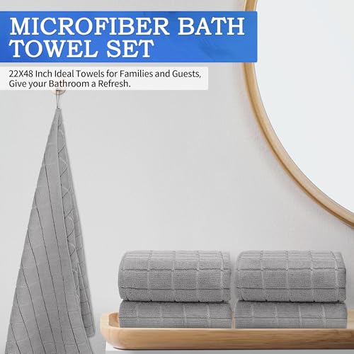 HOMERHYME Microfiber Bath Towels 2 Pack (22'' x 48'') - Lightweight Quick Dry Microfiber Fingertip Hand Towels, Soft Absorbent Gym Towels for Yoga, Salon, Camping, Hotel, Bathroom, Spa, Travel & Dog