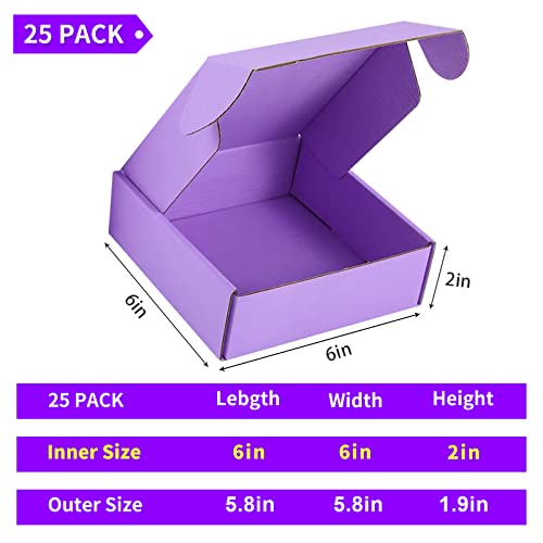 Aiyunni 25 Pack Small Shipping Boxes Purple Corrugated Cardboard Box 6X6X2 Inches，Corrugated Box For Packaging Small Business,Shipping Gift Boxes #TOP1