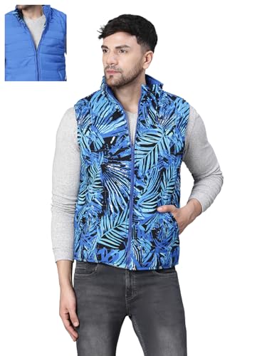 Image of oxolloxo Men's Aztec Print Zip Lined Sleeveless Reversible Quilted Jacket