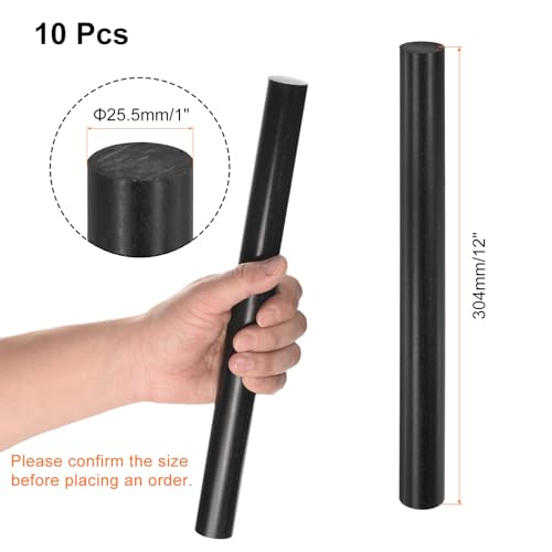 Image of uxcell 10 Pcs Black Plastic Rods 25.5 x 304mm ABS Styrene Round Stick Round Solid Bar DIY Model for DIY Toys Building Making Architectural Model Making
