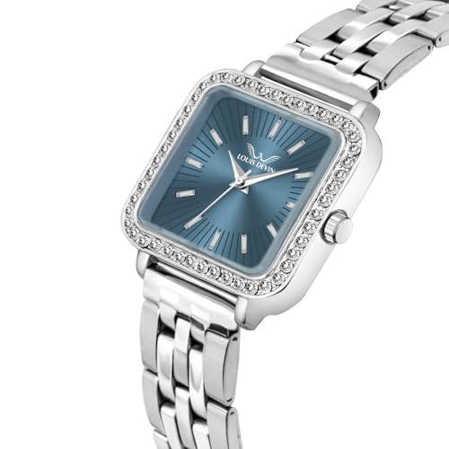 Image of LOUIS DEVIN Stainless Steel Chain Analog Wrist Watch for Women (Silver /Pink /Blue /Green Dial) | LD-WTS503-CH