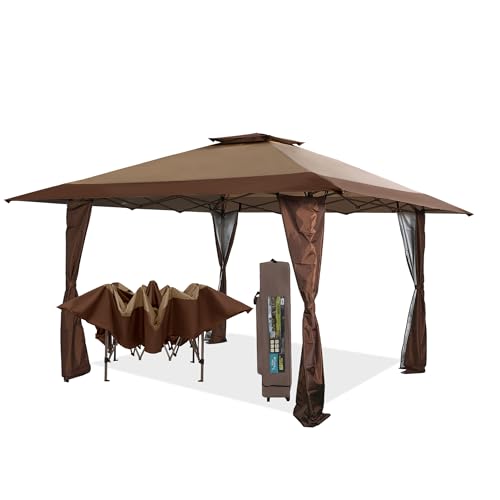 PHI VILLA 13'x13' UV Block Sun Shade Gazebo Canopy with Hardware Kits, 150D Oxford Fabric, Pop-Up...
