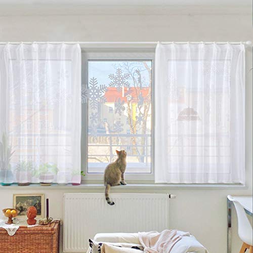 Topfinel レースカーテン UVカット 無地 幅100ｘ丈110cm 2枚組 ホワイト...