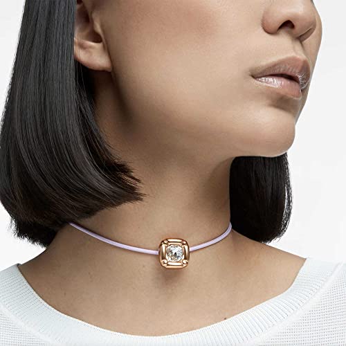 Swarovski Dulcis Necklace with Clear Crystal in Rose Gold-Tone Molded Setting on Purple Braided Cord, Part of the Dulcis Collection4