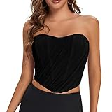BBYDBY Corset Tops for Women Plus Size Strapless Bustier Underbust Tube Crop Tops Black 3X-Large