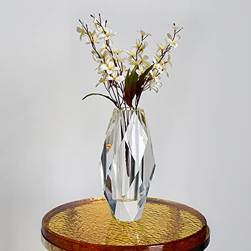 Kitcom Crystal Vase For Flowers 12", Multi-Faceted Design Vase Christmas Decorations For Home Wedding Or Gift, Transparent Color With Gift Box #TOP5