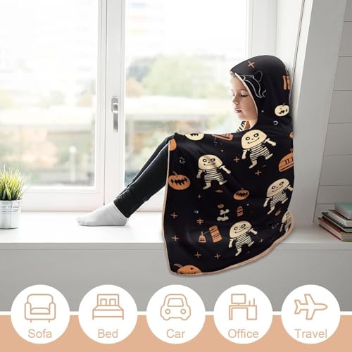 Couverture à capuche Halloween imprimée plaid canapé bureau voyage - 6