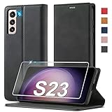 ✅【Magnetischer Verschluss Funktion】- Die für Samsung Galaxy S23 Hülle Leder ist mit Magnet verschluss eingebaut. Diese Handyhülle für Samsung S23 Leder kann leicht durch magnetverschluss geöffnet und geschlossen werden, um die sichere Aufbewahrung von Telefon und Karten zu gewährleisten.