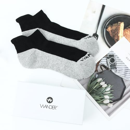 Image of WANDER Merino Wool Ankle Running Hiking Socks 3 Pairs Lightweight Cushioned Sweat-Wicking No Show Athletic Socks Men Women