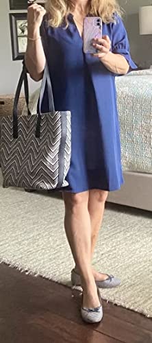 Wkior Women's Shift Dresses Elegant Summer V Neck Casual Flowy Swing Dress Blue S #TOP5