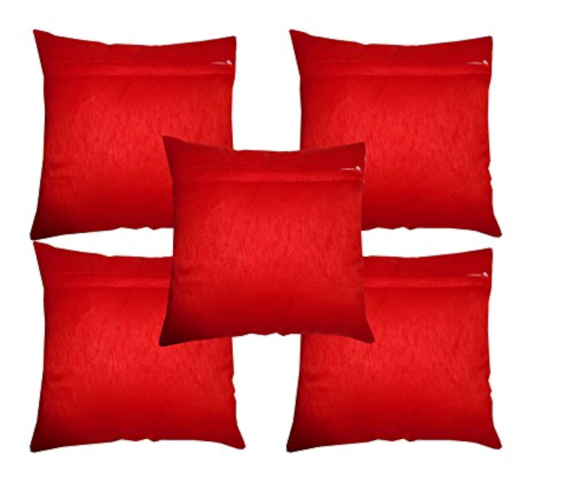 Red Plain Cushion Cover Set, Pack of 5