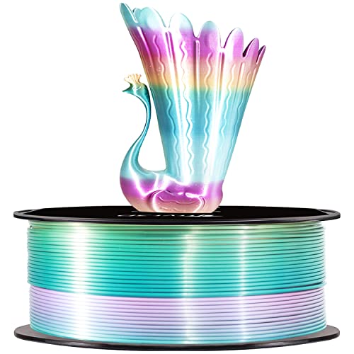 Image of Silk Blue Purple Multicolored Fast Color Gradient Change PLA 3D Printer Filament, 1.75mm 1Kg Multi Colored Rainbow 3D Printing Material, Widely Fit for 3D Printers with Extra PLA Sample Pack by TTYT3D