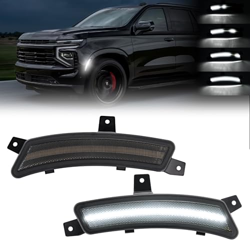 Image of Smoked Lens LED Side Marker Lights Fit for 2025 Yukon /Yukon XL /Tahoe /Suburban /Escalade /Escalade ESV(6th Gen) Driver Passenger Sidemarkers Lamp White Front Fender Lamp Kit