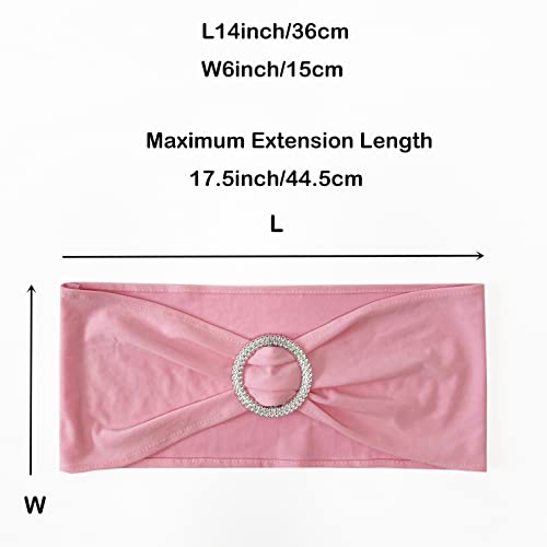 Image of Spandex Chair Sashes Bands, Pink, 100PCS | Stretch Chair Ties Bows, With Buckle Slider, For Wedding Party Banquet Decoration