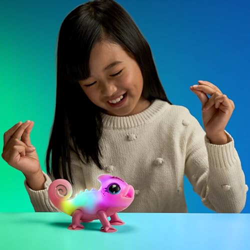 Little Live Pets Chamäleon Nova, leuchtendes, interaktives Chamäleon mit Farbwechselfunktionen, über 30 Geräusche, viele Verschiedene Stimmungen, wiederholt Worte, mit Takterkennung, inkl. Batterien