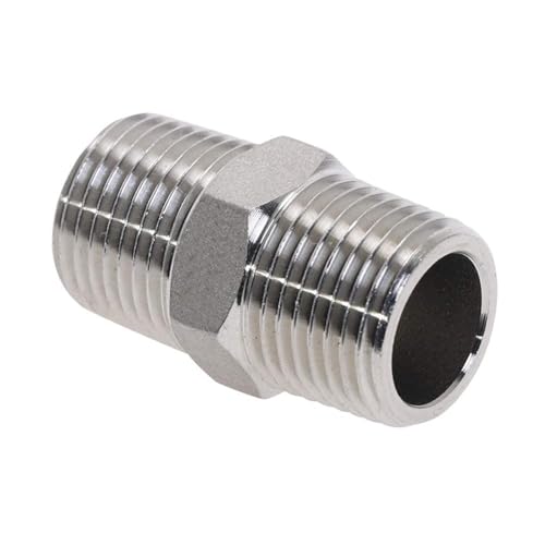 Image of Beduan 3 /8 Male to 3 /8 Male NPT Hex Nipple Stainless Steel Pipe Fitting (Pack of 2)