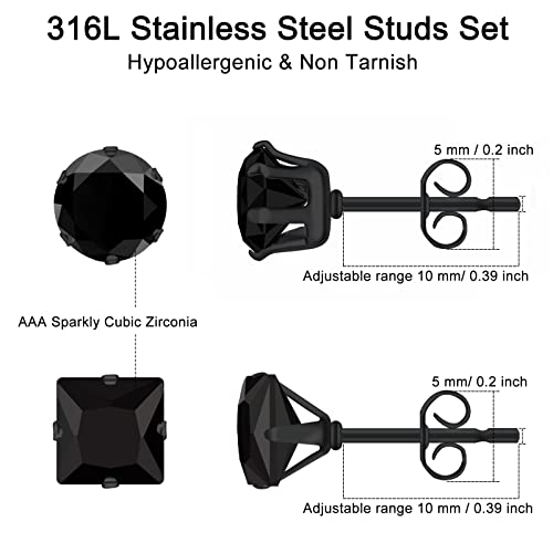 12 Pairs Stainless Steel Earrings for Women with Cubic Zirconia Small Stud Earrings for Men Hypoallergenic Tiny Studs Earrings Multipack Trendy Silver Small Stud Earrings4