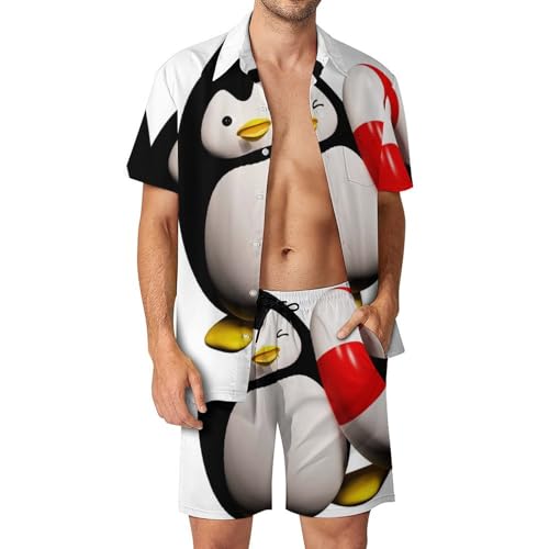 Chemise Hawaïenne Homme Ensemble Short Pantalon Plage Vêtement Été Pingouin S