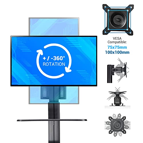 Aw Rolling Computer Cart Adjustable Mobile Pc Standing Workstation With Monitor Mount Keyboard Tray Printer Cpu Holder Wheels For Shop Home Office Black #TOP5