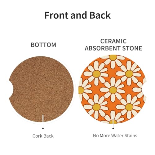 2 Pack Portavasos Vintage Daisies Naranja Cerámica miniatura 2
