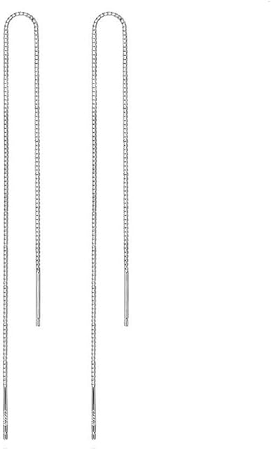 925 Sterling Silver Line Link Chain Earrings Long Bar Tassel String Threader Pull Through Earrings Line Link Chain Earring Threader Earrings Chain Threader Earrings Gifts for Women20cm