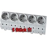 5x Schukosteckdose, Einbau- Steckdose, Schutzkontaktsteckdose für Hutschiene
