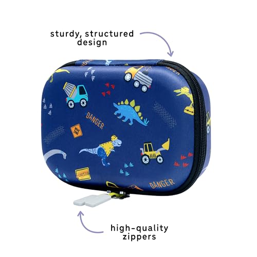 Image of uninni Pencil Case Large Capacity Water-Resistant Polyester Removeable Dividers Organize School Supplies Colorful Designs Great for Kids, Back to School (Construction Truck Dino)