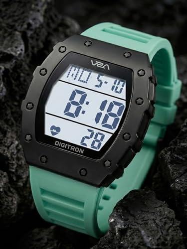 Image of V2A Digitron 2118 Tonneau Sports Watch for Men & Boys | Rugged Design | Big Dial | Alarm, Stopwatch, 12 /24H | 3 ATM Water Resistant | Luminous Display | Sports, Fitness, Outdoor & Training | Gifts for Men & Boy