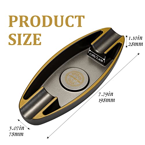 CIGARLOONG Aschenbecher Portable Reise 2 Slot für Haushalt Desktop Patios Innen Outdoor Büro Dekoration Zigarren Aschenbecher (Schwarz)
