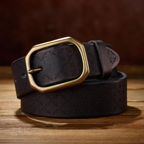 Western Belt for Men Cowgirl Belts Genuine Leather Belt with Copper Buckle Vintage Embossing Belt Suitable for Jeans2