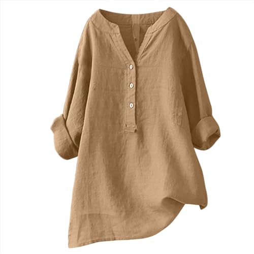 Haut coton col V pour femmes avec chemise boutonnée imprimée coupe confort