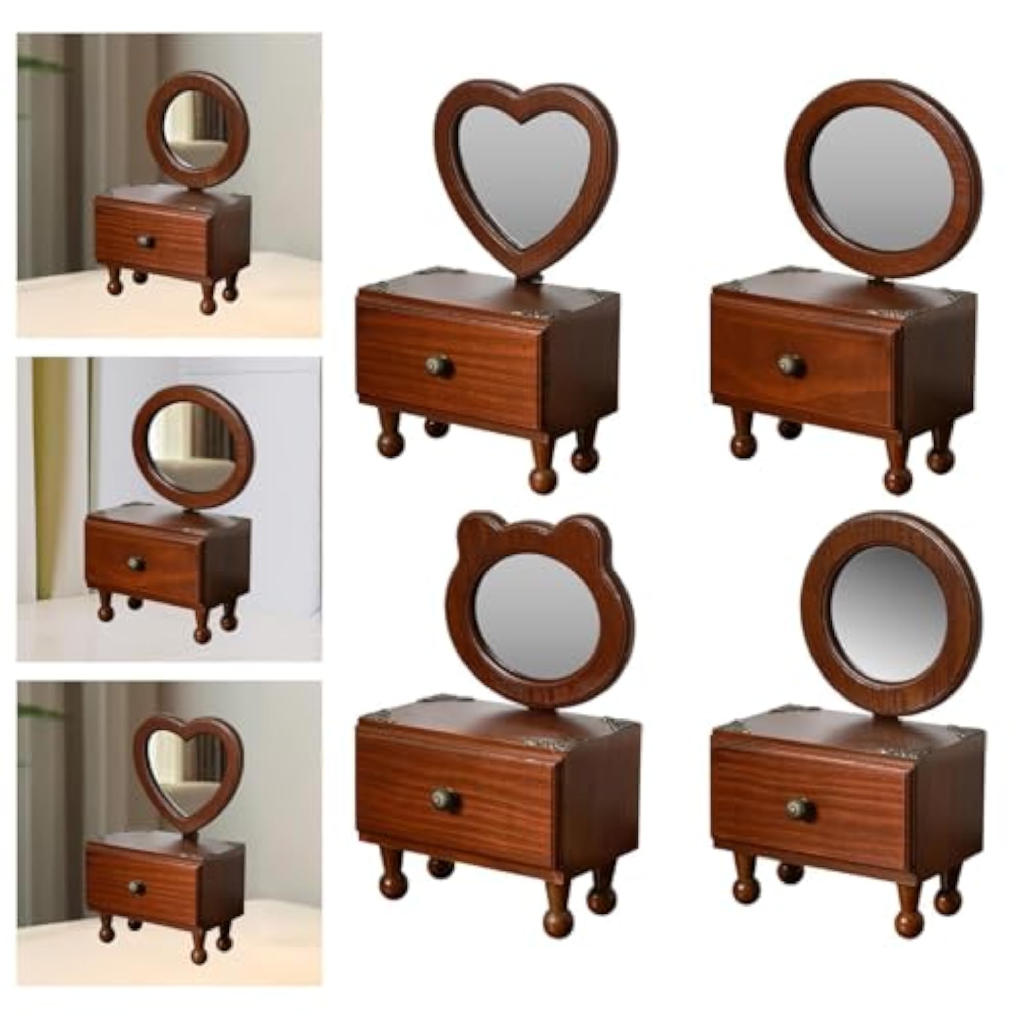 Retro Elegant Vanity Tabletop Mirror for Home Decor