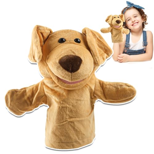 TIVUNORON Welpen Handpuppe, Tierhandpuppen für Kinder, Familien Handpuppe Spielzeug mit Beweglichem Offenem Mund, Für Kindergarten Fantasievoll Lehren, Gute-Nacht-Geschichten, Kleinkinder Geschenke