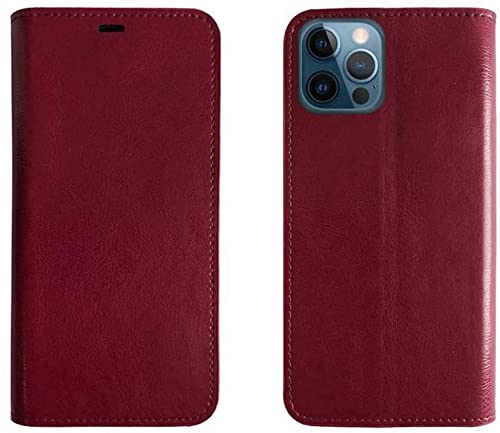 Étui antichoc iPhone 12 Pro Max rouge avec clapet magnétique et porte-carte intégré