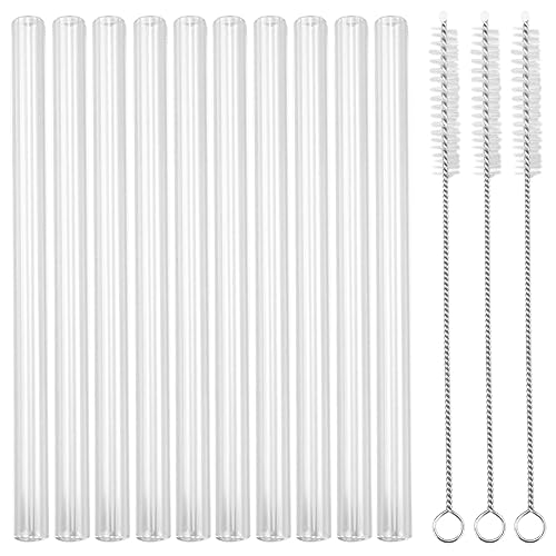 Pajitas de Cristal Largas y Cortas - 10 Unidades de 15 cm - Aptas para Lavavajillas