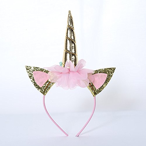 6 Pack Unicorn Headbands For Girls Kids Adults Party Supplies Favors Birthday Decorations-Unicorn Horn-(Golden) #TOP3