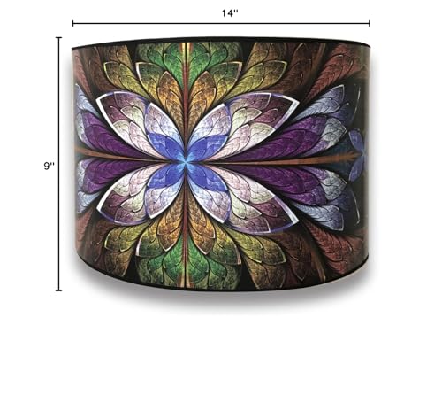 Image of Royal Designs, Inc. Trendy Decorative Handmade Drum Shade, Made in USA, 14in, HBC-8040-14, Purple Lotus