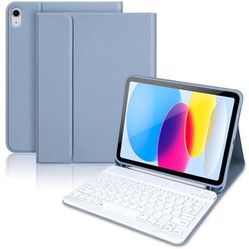 Funda Teclado para iPad 11.ª Gen (A16) / 10.ª Generación (11/10.9 Pulgadas) 2025/2022, Soporte para Lápiz y Teclado Recargable, [Español] Magnético Desmontable Bluetooth Teclado (Azul 1)