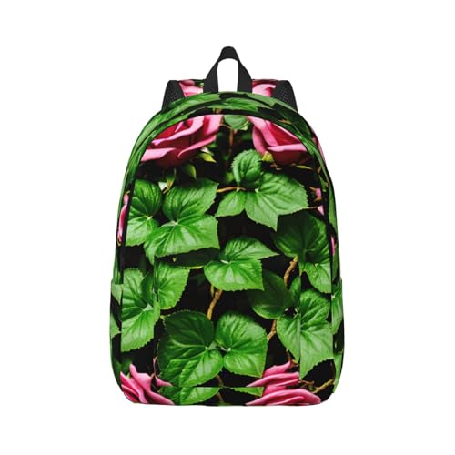 Sac à dos de voyage décontracté à motif floral rose lierre et feuilles